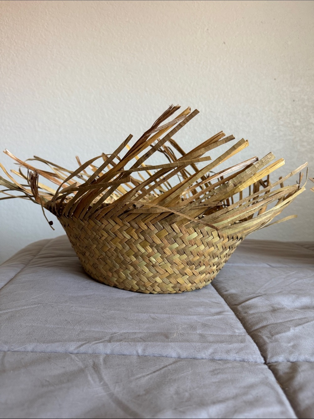 Handwoven Straw Fringe Sun Hat - Natural Tan